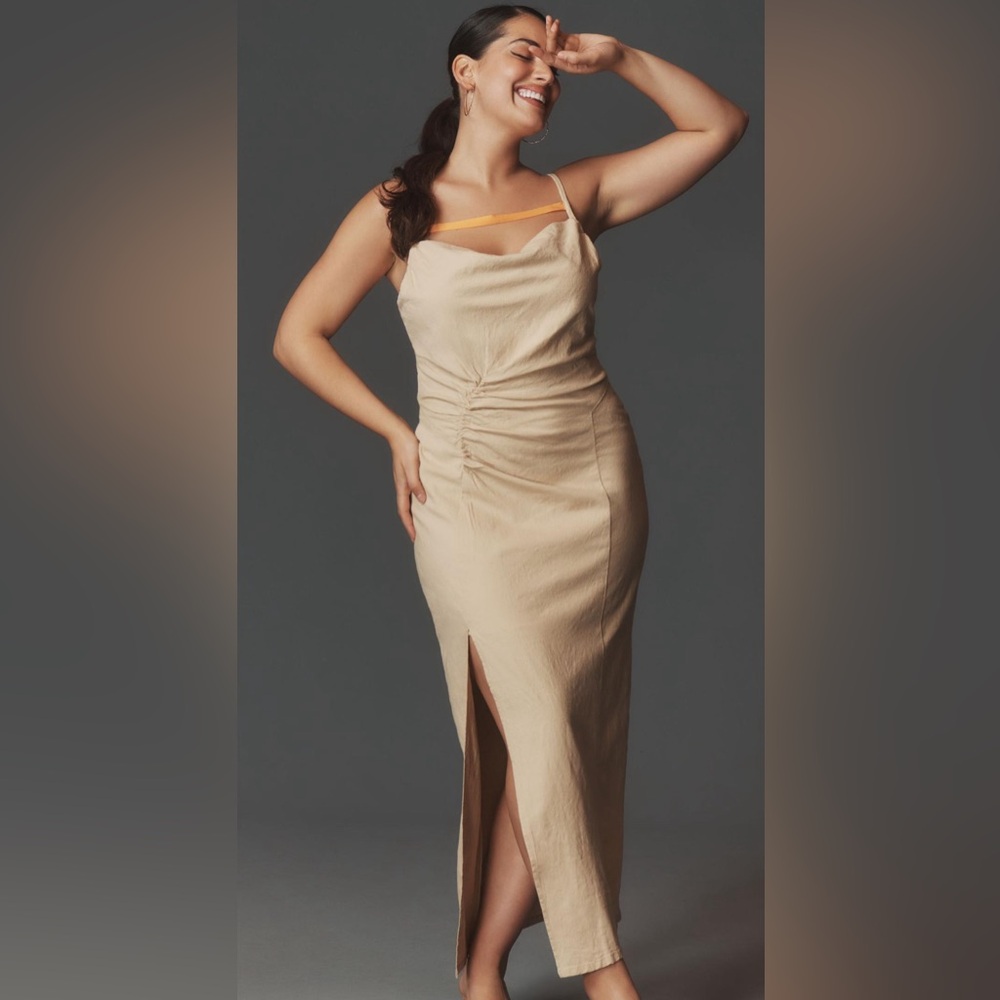 Anthropologie Ruched Slim Midi Dress